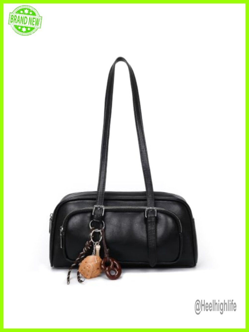 Vegan Leather Retro Swing Zip Shoulder Bag Adjustable Strap